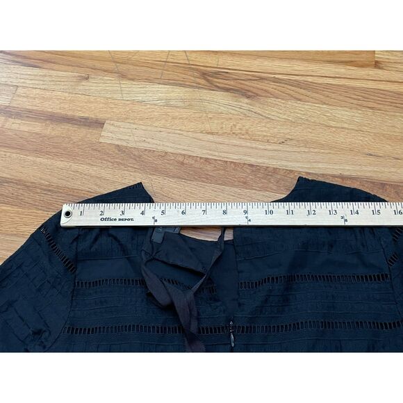 J. Crew Women's 2 Black Dress Cotton Shift Eyelet Flutter Sleeve Preppy Summer - Picture 8 of 11
